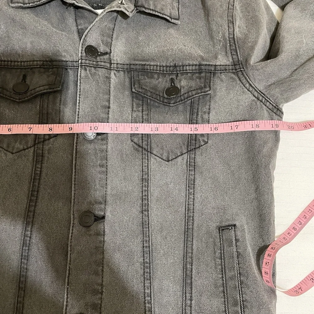 7‎ Diamonds Men's Mac Denim Jacket Trucker Charcoal Jean Size Small Button Front